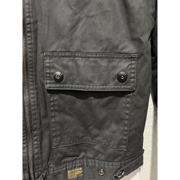 Mens Black G-STAR RAW Motorcycle Style Cotton Waxed Jacket Size Large - Picture 4 of 11